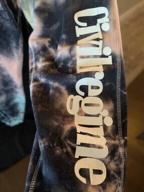 Civil Regime Girragine Tie Dye Jogger Sweatpants Black Bleached Fleece Men's L
